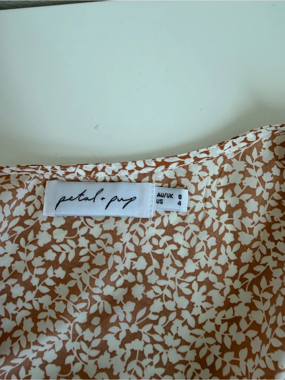 Petal & Pup Rust and Cream Ditsy Floral Mini Dress